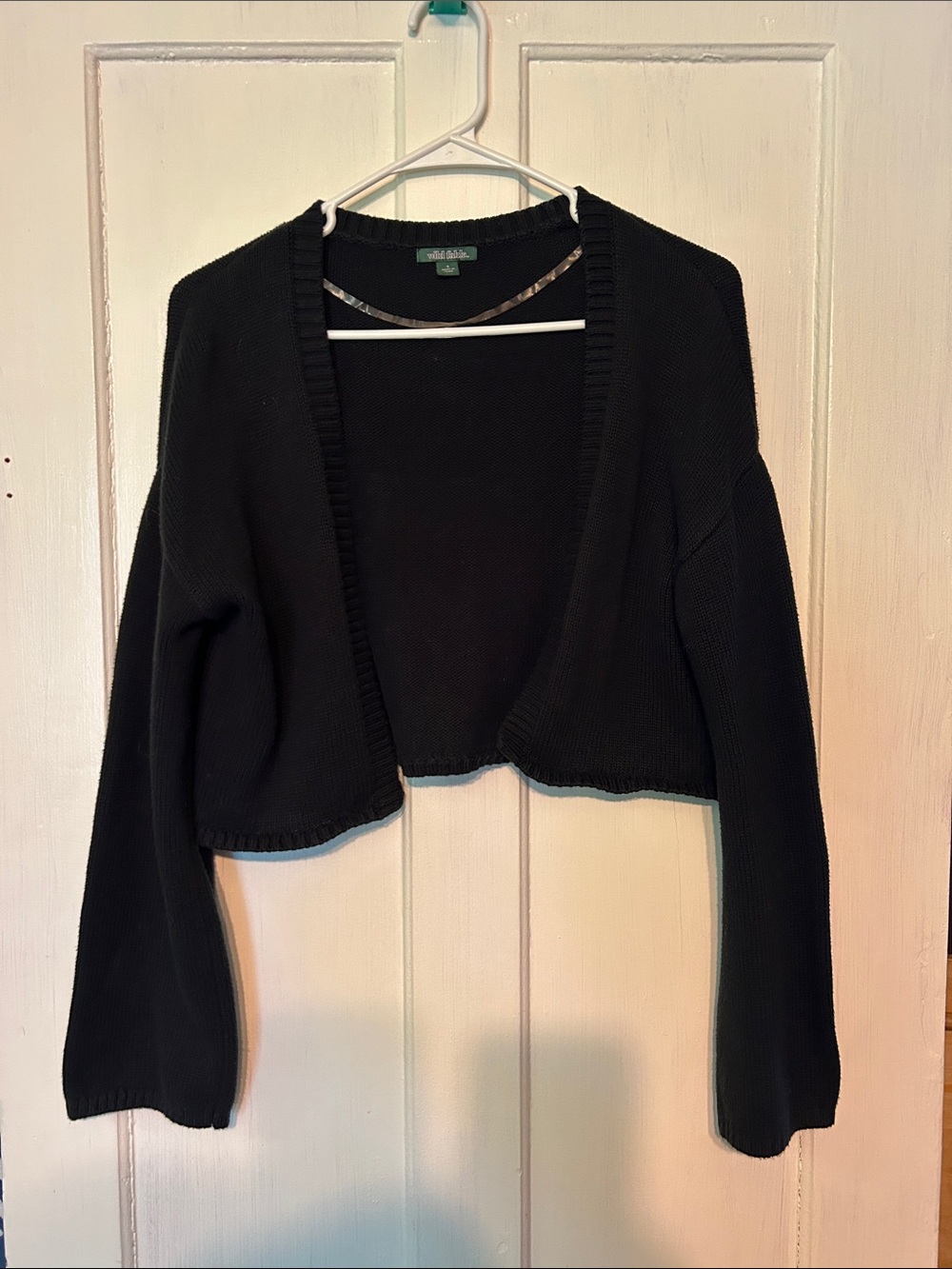 Wild Fable Black Cropped Open-Front Women's Sweater Cardigan